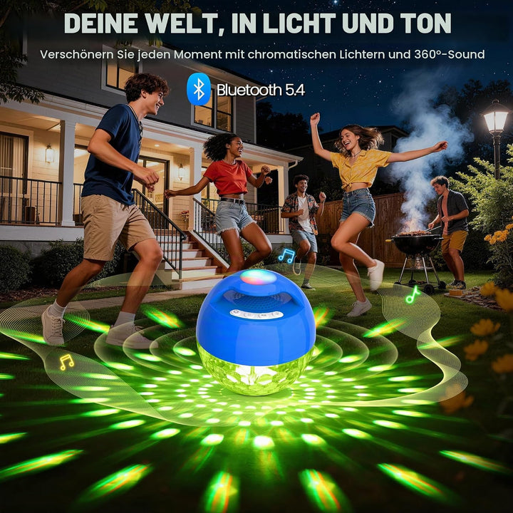 KingSom 2026 Pool Lautsprecher mit Oberlichter,Bluetooth Pool Lautsprecher IP68 wasserdicht Pool Mus