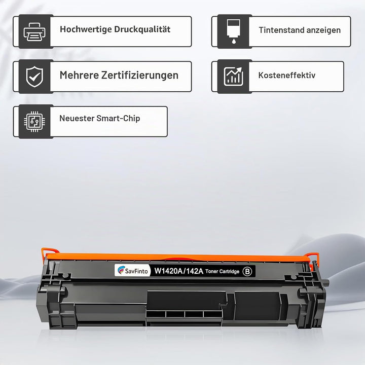 SavFinto 142A (MIT CHIP) Toner Ersatz für HP W1420AX 142X W1420A 142A Kartusche Kompatibel für HP La