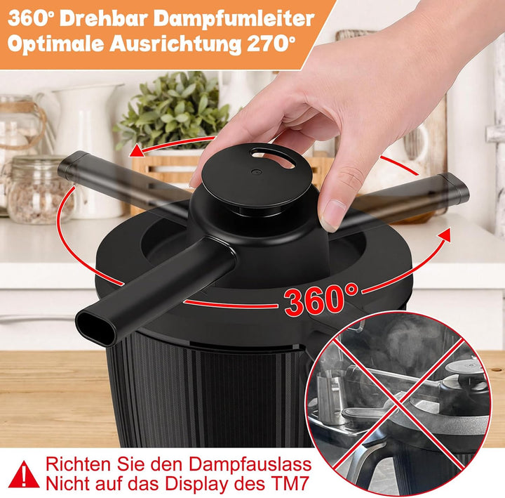 SelfTek Dampfumleiter für Thermomix TM7 - Dampfumleitung Zubehör mit Geschütztem Überlaufschutz, Dam