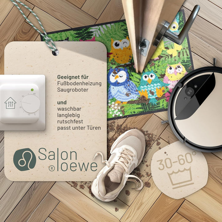 Salonloewe Fussmatte Dschungeleulen 050x075 Fussabtreter aussen, Hauseingang, Schmutzfangmatte 50 x