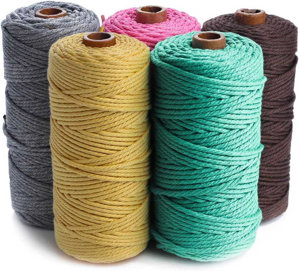 Binwat Makramee-Kordel, natürliche Makramee, Baumwollschnur zum Selbermachen, Basteln, Stricken, dek