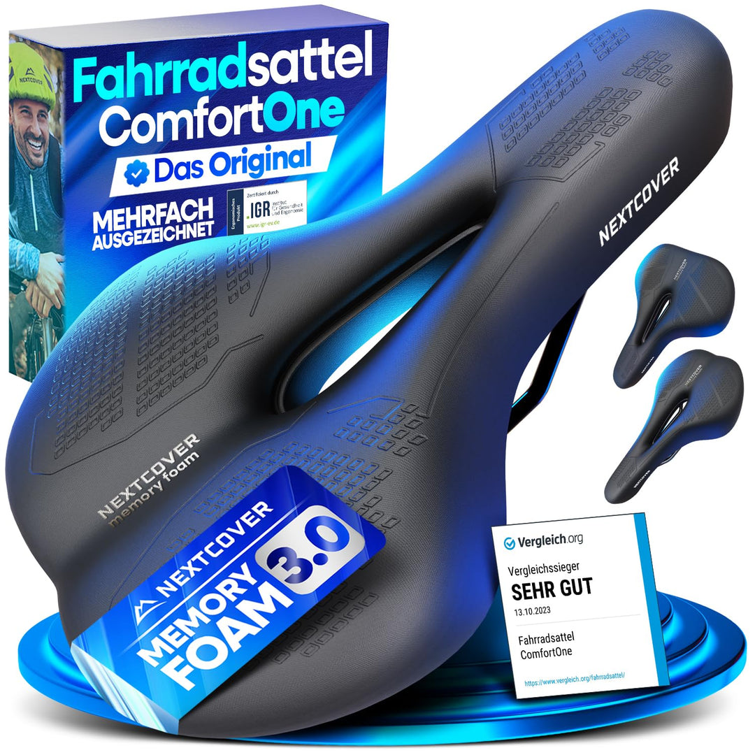 NEXTCOVER® Fahrradsattel mit Memory-Foam 2.0 und [Volume-Air] Federung I maximaler Fahrkomfort I erg