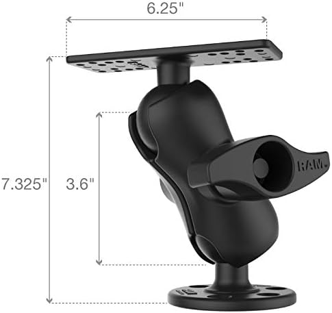RAM MOUNTS RAM 6.25X2 Plate W D Ball Short ARM Base, RAM-D-115-C (Short ARM Base)