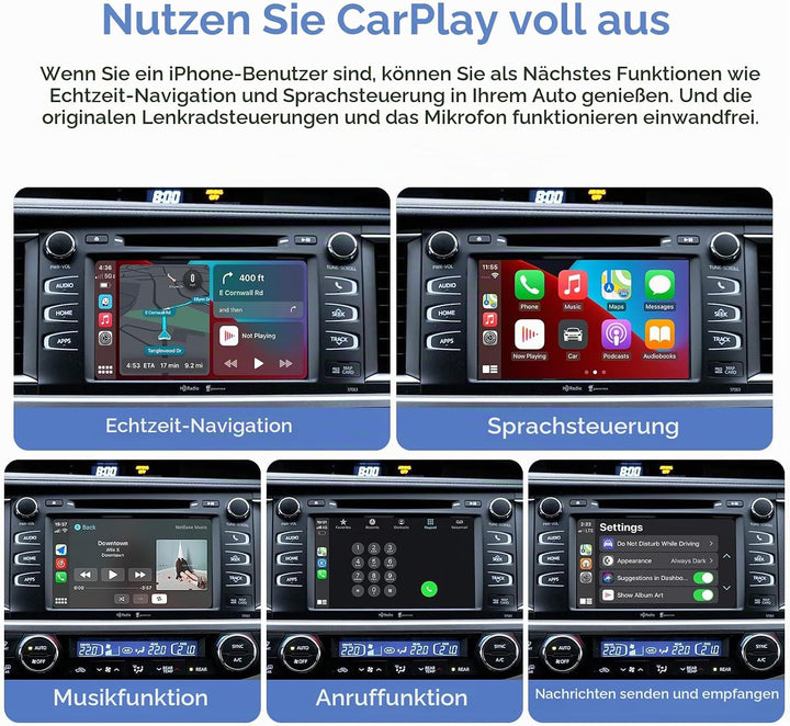 EZoneTronics Wireless Carplay Android Auto Adapter für Toyota Camry/Auris/CHR/Avensis/RAV4/Prius/Hig