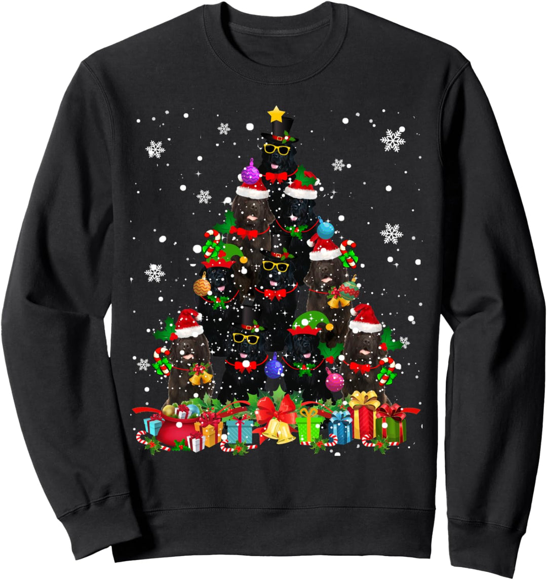 Christmas Tree Newfoundland Funny Santa Elf Newfoundland Dog Sweatshirt