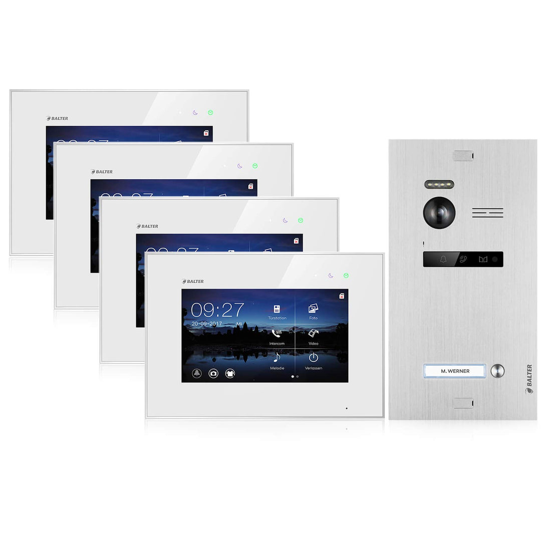 BALTER EVO Video Türsprechanlage ✓ Touchscreen 4x 7 Zoll Monitor ✓ Smartphone App ✓ 2-Draht BUS ✓ Tü