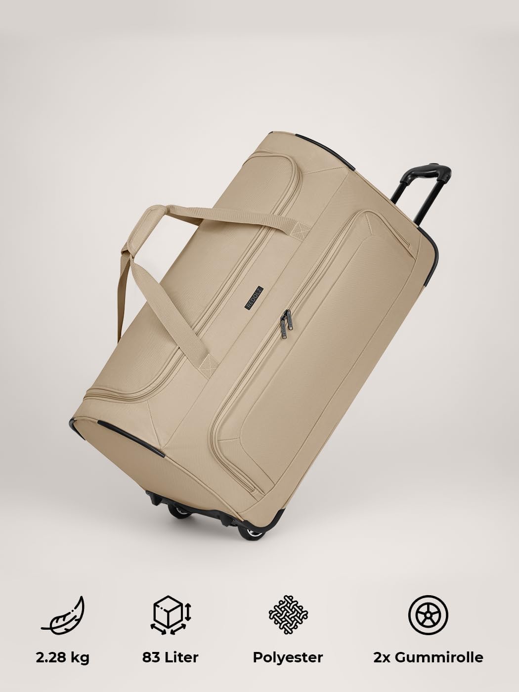 REDOLZ grosse L Trolley-Reisetasche mit Rollen 71 cm | 81 Liter | für Männer & Frauen (Duffle Essent