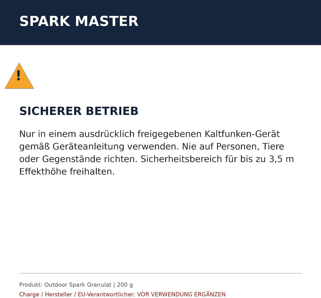 ALCATECH OUTDOOR EFFEKT FUNKEN GRANULAT SPARK MASTER KALTE FONTÄNE SPARKULAR