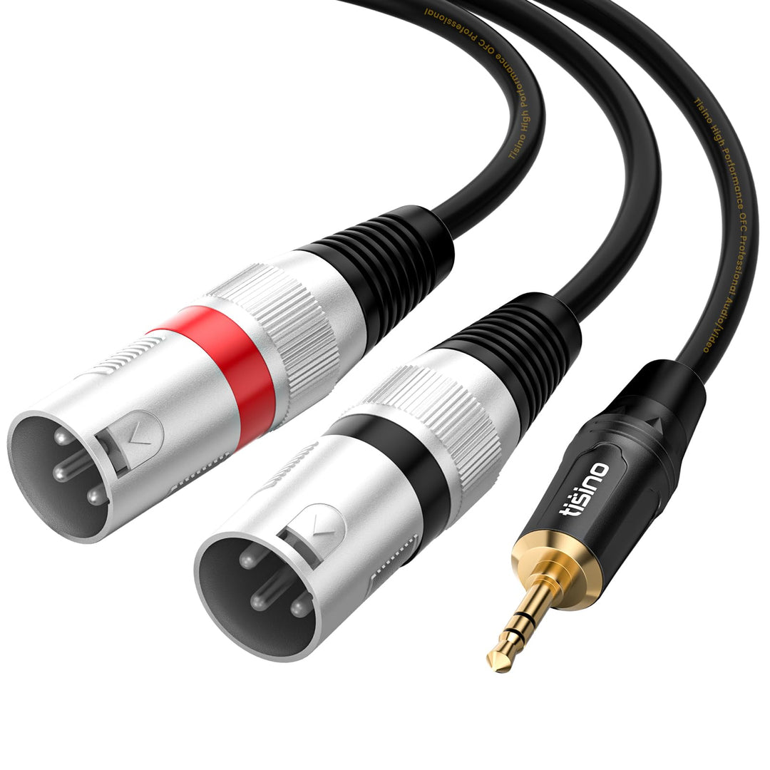 Tisino 3,5 mm auf XLR-Kabel Stereo Cable,1/8 Zoll Mini Jack auf 2 XLR,Male Y Splitter Adapterkabel,
