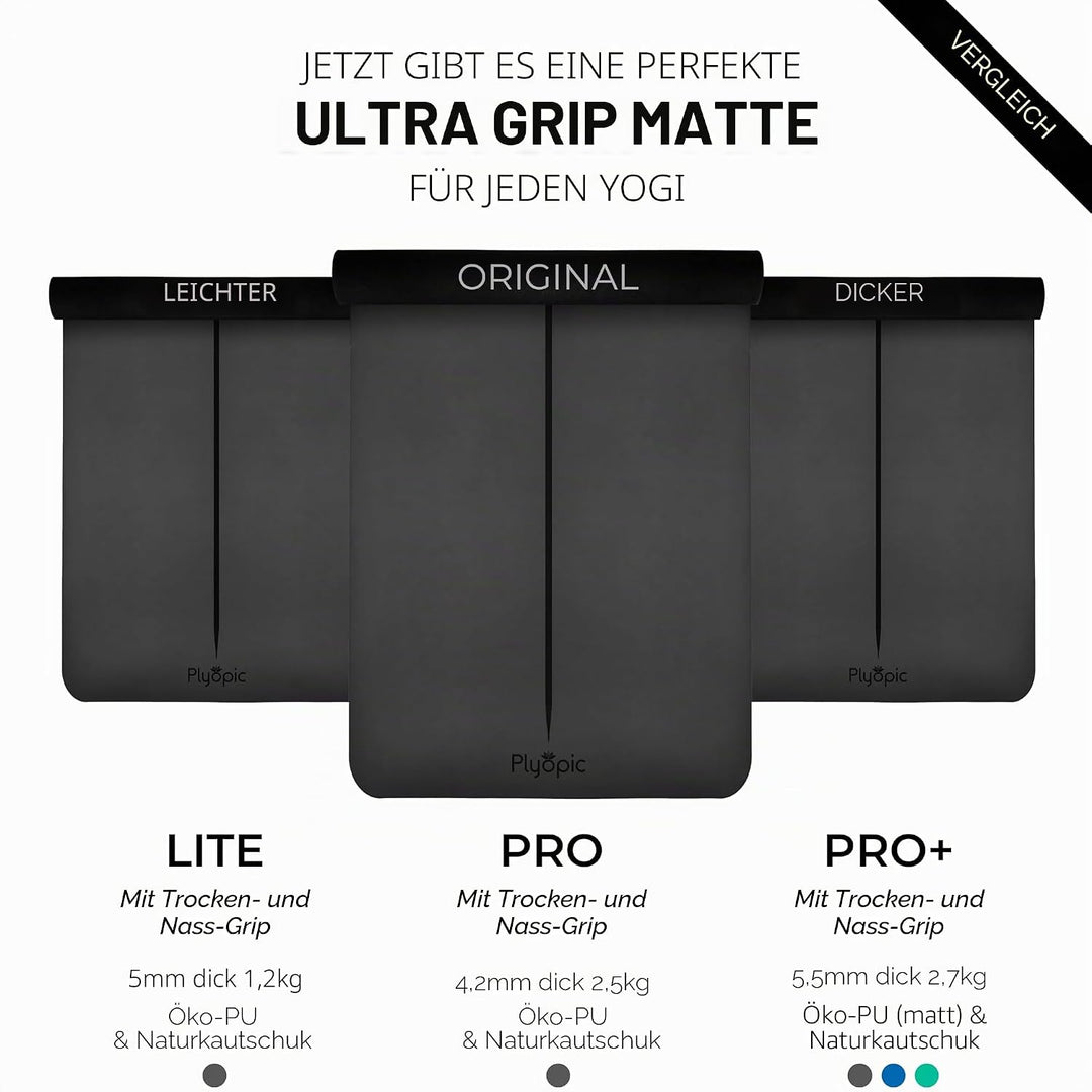Plyopic Ultra-Grip Pro Yoga-Matte – Unschlagbare Rutschfest Leistung. Schweissresistent. Ausrichtung