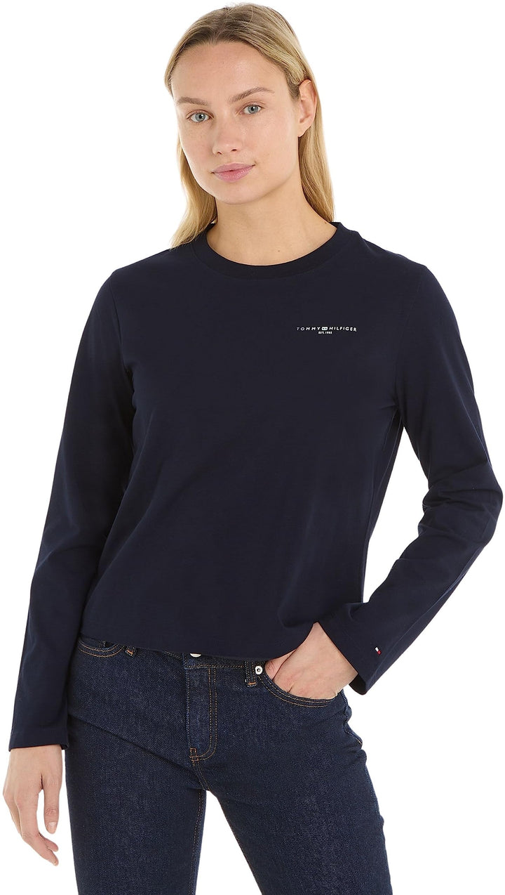 Tommy Hilfiger Damen Langarm Strickoberteile XXS Blau (Desert Sky), XXS Blau (Desert Sky)