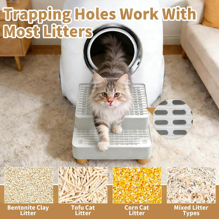 Katzenklo Treppe Doppelstufig: Katzentreppe Für Katzentoilette Mit Filterfunktion, rutschfeste Katze