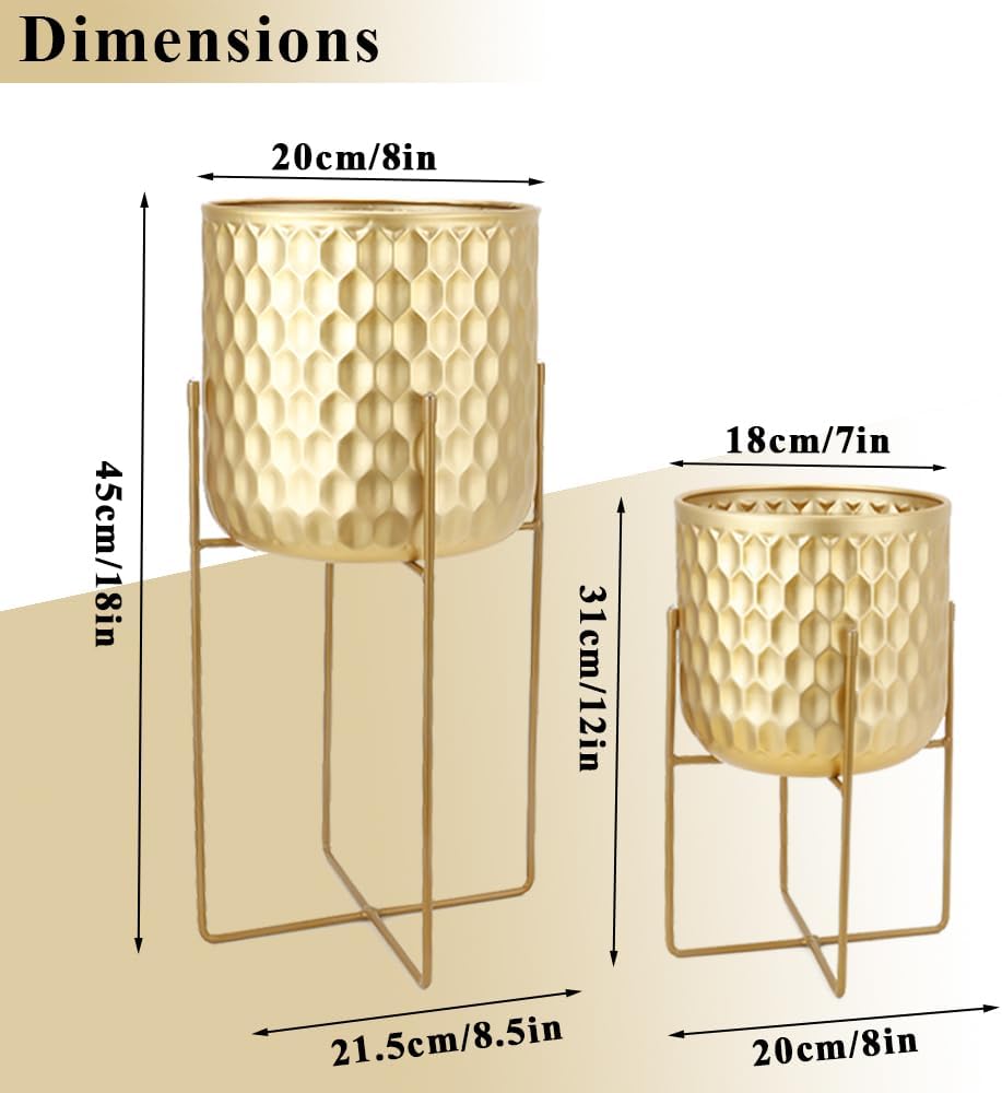 TRIROCKS Set aus 2 Metall Pflanzenständer 31 cm & 45 cm Blumenständer Moderne Pflanzenhalter Blumenh