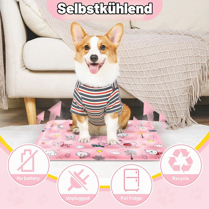 Kühlmatte Hund Katze 2 Stück Kühlmatte für Hunde 40 x 50cm Hundekühlmatte Selbstkühlend Waschbar Hun