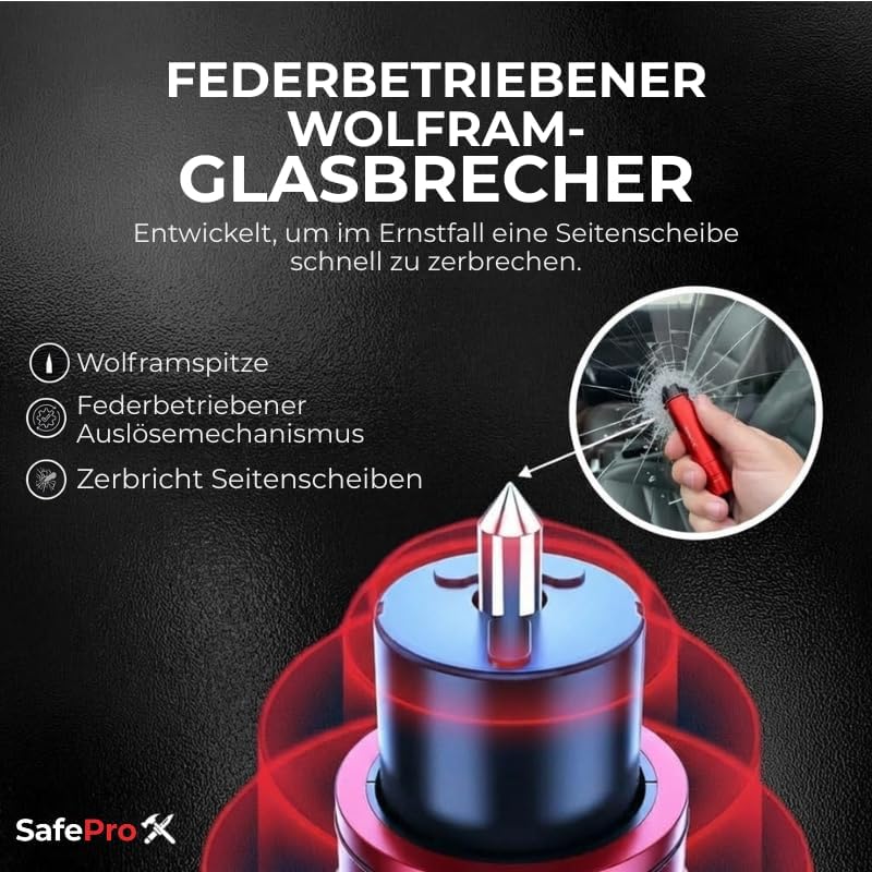 Notfallhammer Auto mit Gurtschneider - Lebensrettender Kompakt Federkörner Glasbrecher - Sicherheit