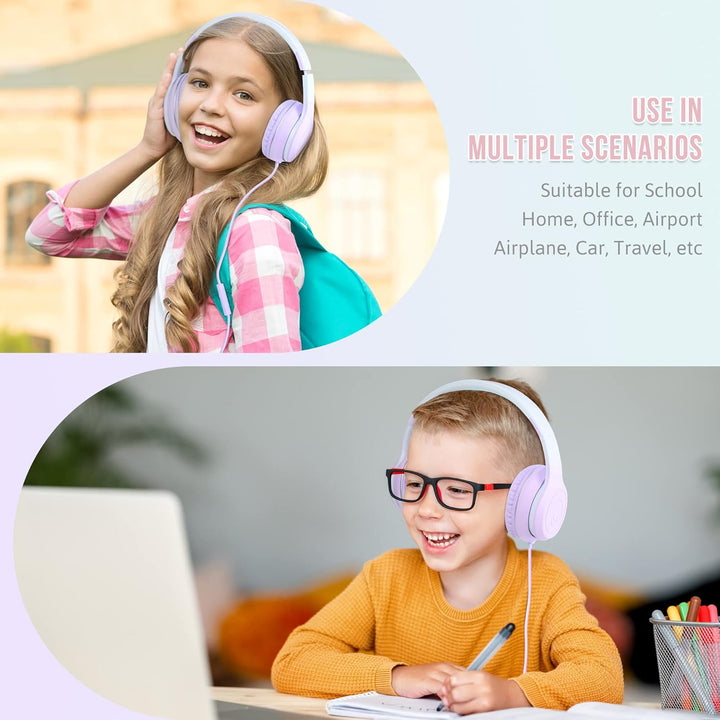 RockPapa L22 Kinder kopfhörer, Kabel Kopfhörer für Kinder, 3,5 mm Aux Jack, Verstellbares Stirnband