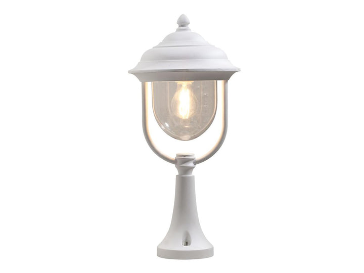 Konstsmide Landhaus LED Sockelleuchte, Laterne für aussen Höhe 54cm, weiss, Sockelleuchte