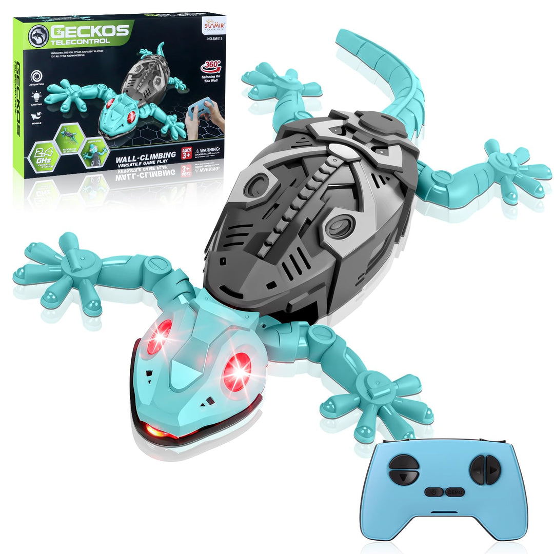 Charmofun Gecko Wandflitzer, Ferngesteuerter Gecko an der Wand Spielzeug, Mit Leuchtenden Led-Augen,