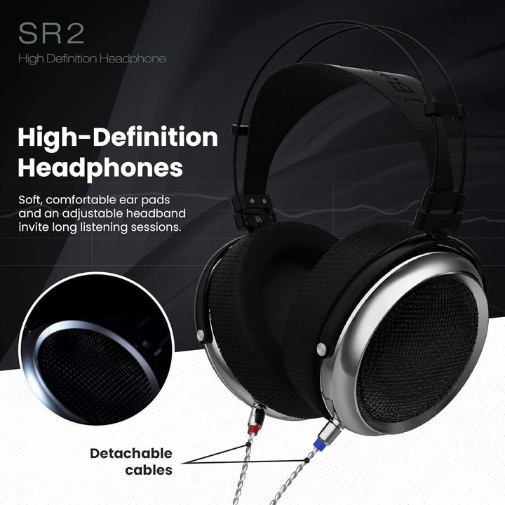 iBasso SR2 High Definition Audiophile Open-Back Kopfhörer, Over-the-Ear Kopfhörer mit Kabeladapter