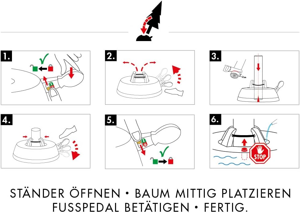 KRINNER Recycling Weihnachtsbaum Christbaumständer Green Line M Schwarz 36cm inkl. Fusspedal-und Ein