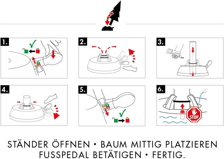 KRINNER Recycling Weihnachtsbaum Christbaumständer Green Line M Schwarz 36cm inkl. Fusspedal-und Ein