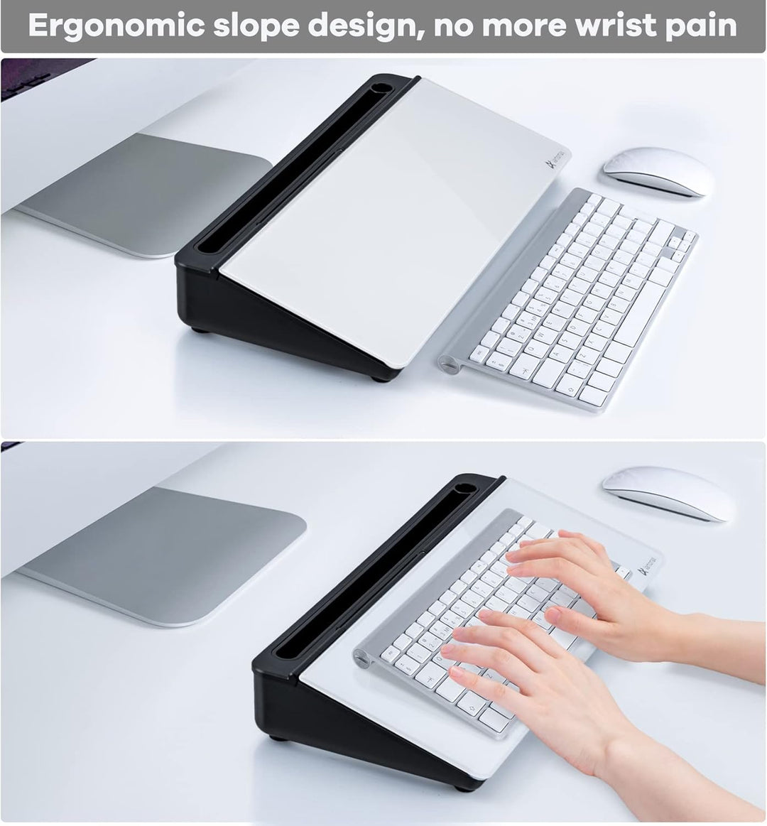Varhomax Schreibtisch Organizer, Desktop Whiteboard Glas Schwarz Und Weiss Mit Aufbewahrung Abwischb