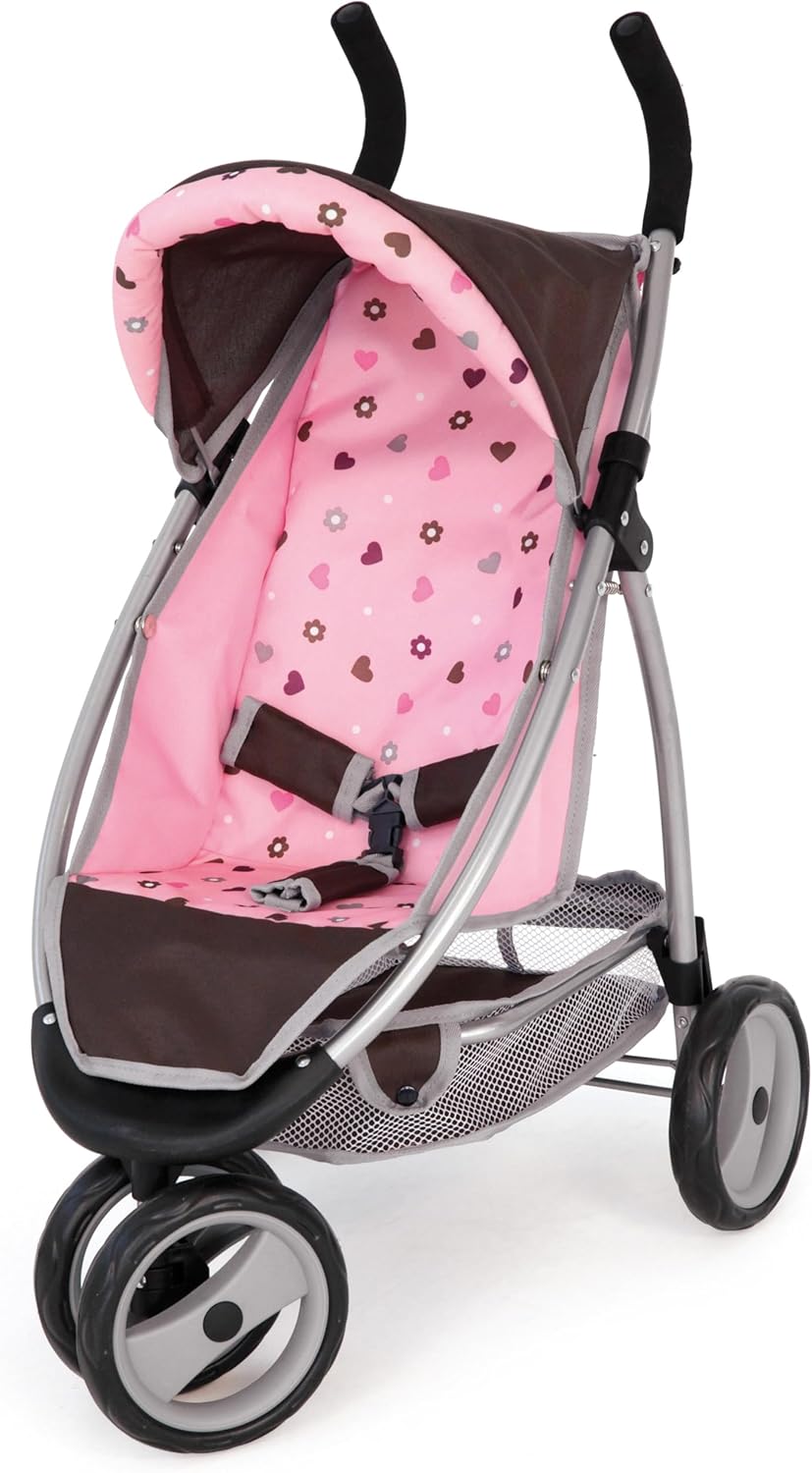 Bayer Design 39920AA Puppenwagen, Puppen Jogger Sport, mit Doppelrad vorne, braun, 37 x 52 x 69 cm