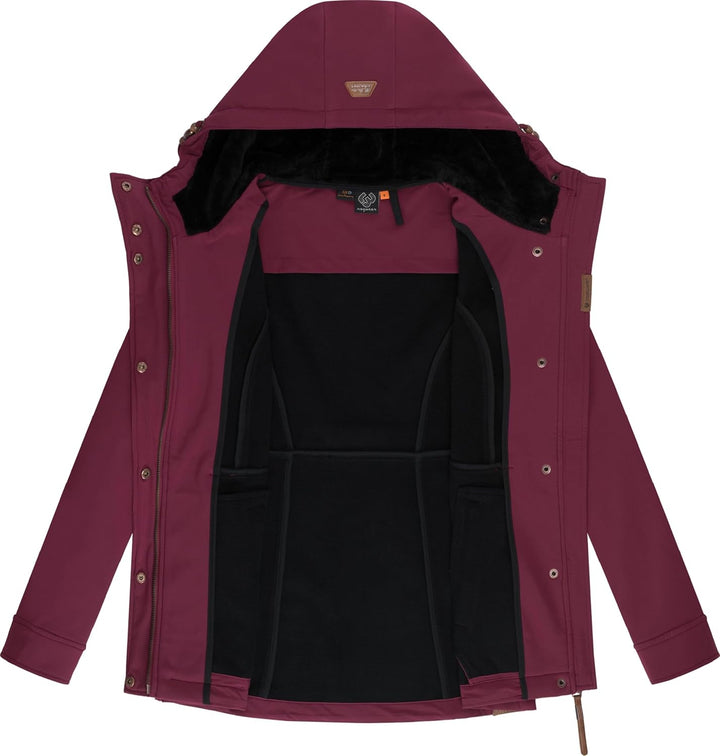 Ragwear Damen Sotfshelljacke Übergangsjacke mit Teddyfleece-Kapuze Yba Intl XS-6XL XS Wine25, XS Win