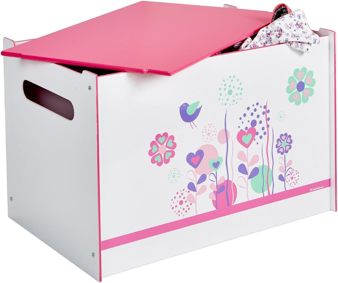 Blumen und Vögel - Spielzeugkiste für Kinder – Aufbewahrungsbox für das Kinderzimmer, 39.5x39.5x60.0