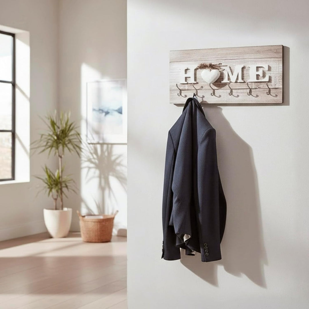 HAKU Möbel Wandgarderobe, MDF, Motiv-edelstahloptik, B 90 x T 8 x H 40 cm 90 x 8 x 40 Motiv-edelstah