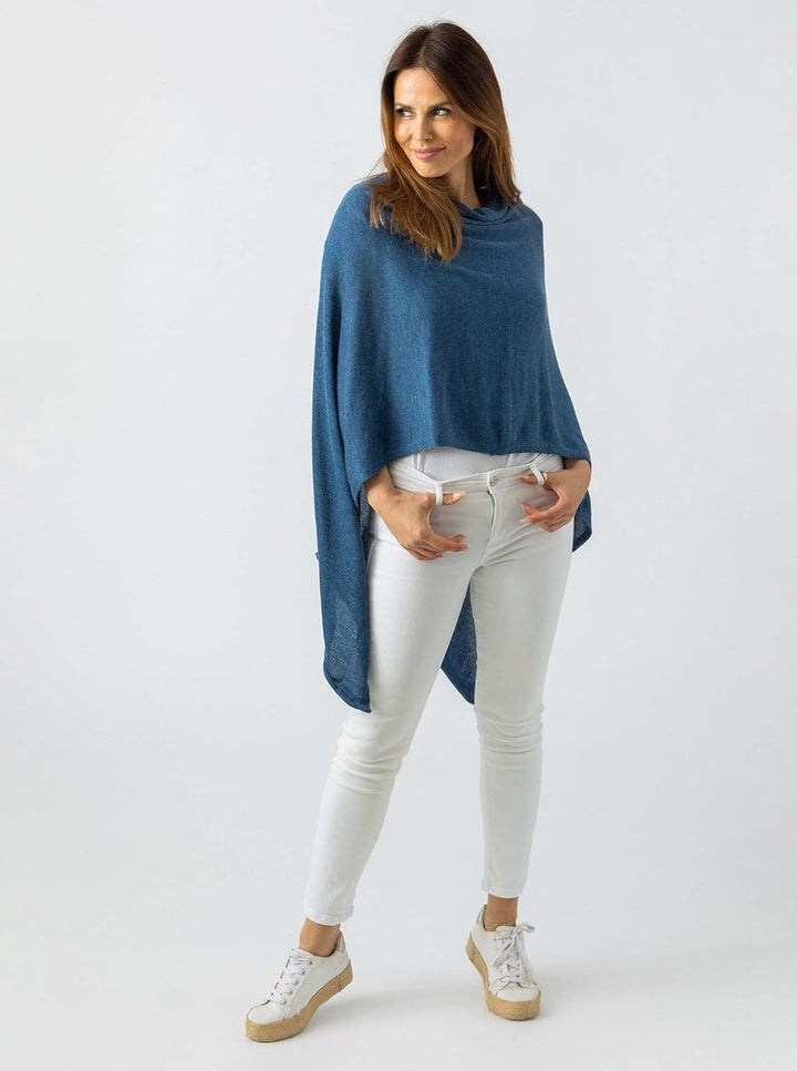 "Cashmere Dreams Poncho-Schal aus Baumwolle - Hochwertiges Cape für Damen - Umhängetuch und Tunika -