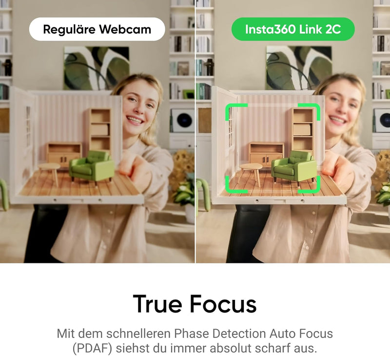 Insta360 Link 2C Stativ Bundle - 4K Webcam für PC/Mac, 1/2" Sensor, Auto-Framing, HDR, Mikro mit KI-