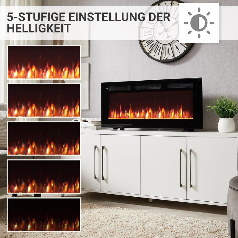 BALDERIA Leif 40" Elektrokamin - Elektrischer Stand-, Wand- oder Einbaukamin mit Heizung 1000/2000 W