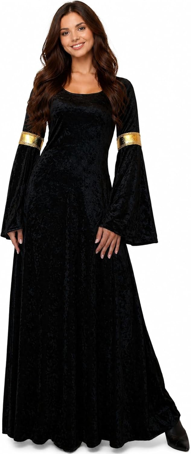 MAYLYNN 10923-M - Mittelalter Kostüm Elbentraum, Grösse XL, schwarz, XL