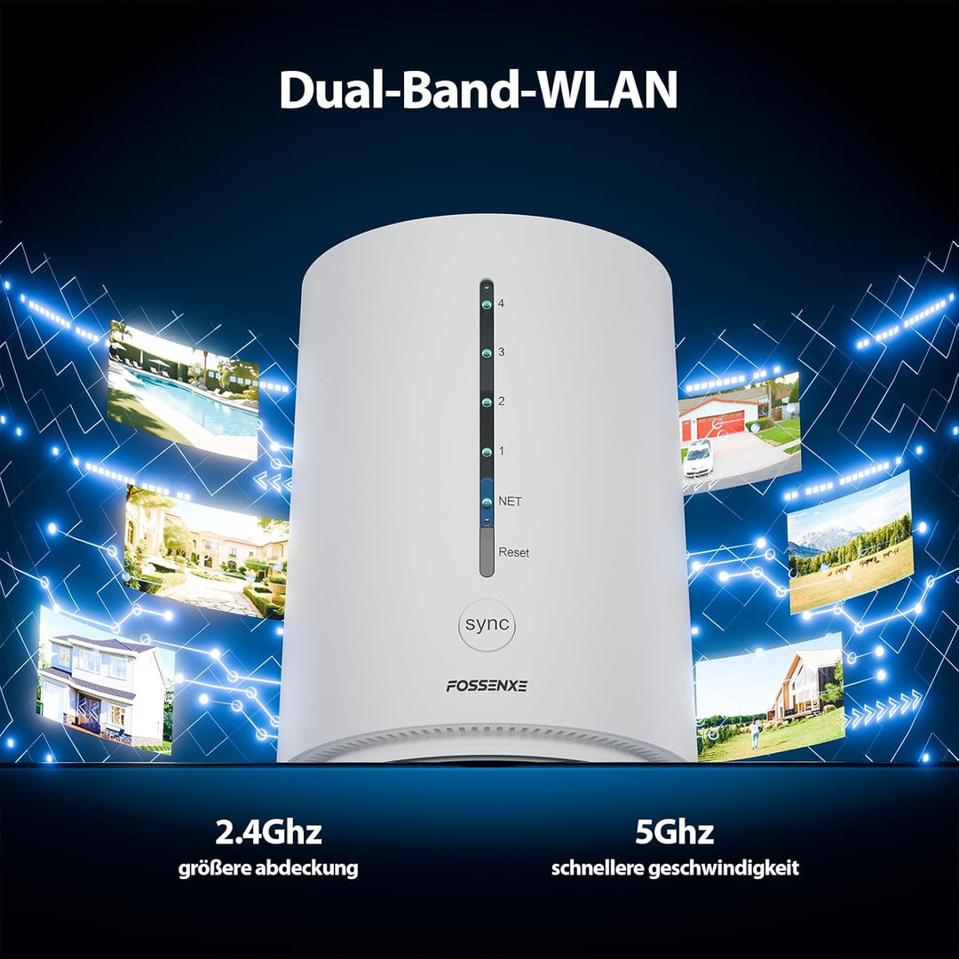 2K Überwachungskamera Aussen Solar WLAN, 2er-Kit mit Lagerbasis, Keine Gebühren, 360° Schwenken & Ne