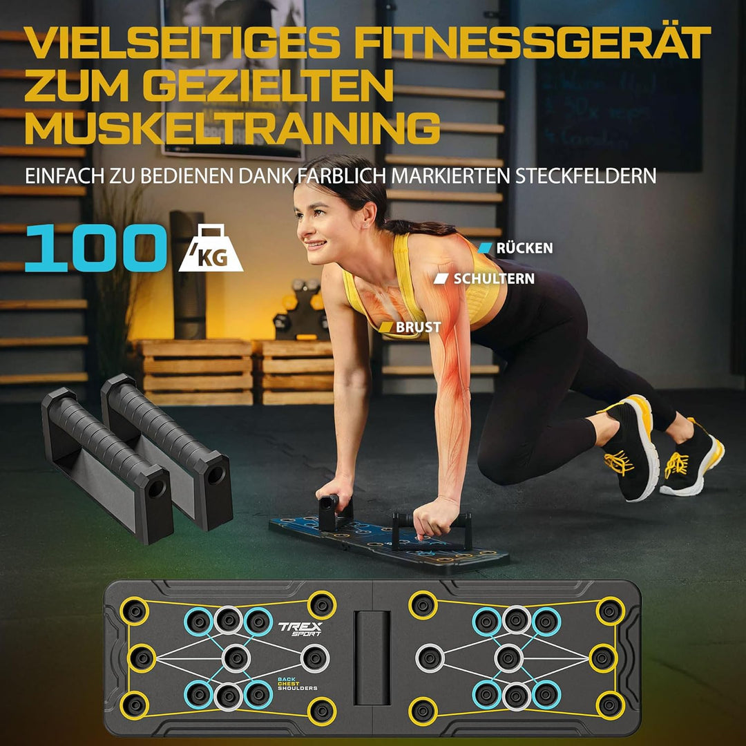 TREX SPORT Push Up Board Faltbares Liegestützbrett TX-010PUB | Multifunktionales Trainingsgerät für