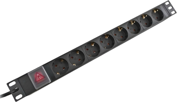 DINIC 19 Zoll Steckdosenleiste aus Aluminium, GS (8-Fach mit Schalter), 8-fach mit Schalter