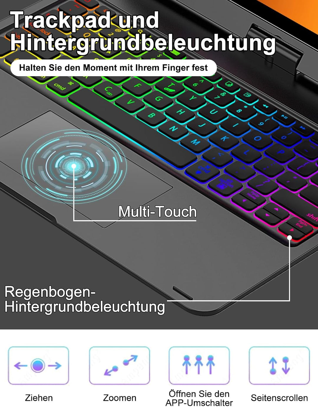 Tastatur Hülle für iPad 10 Generation 10,9 Zoll 2022/11 Generation A16 11 Zoll 2025 (10,9/11 Zoll),