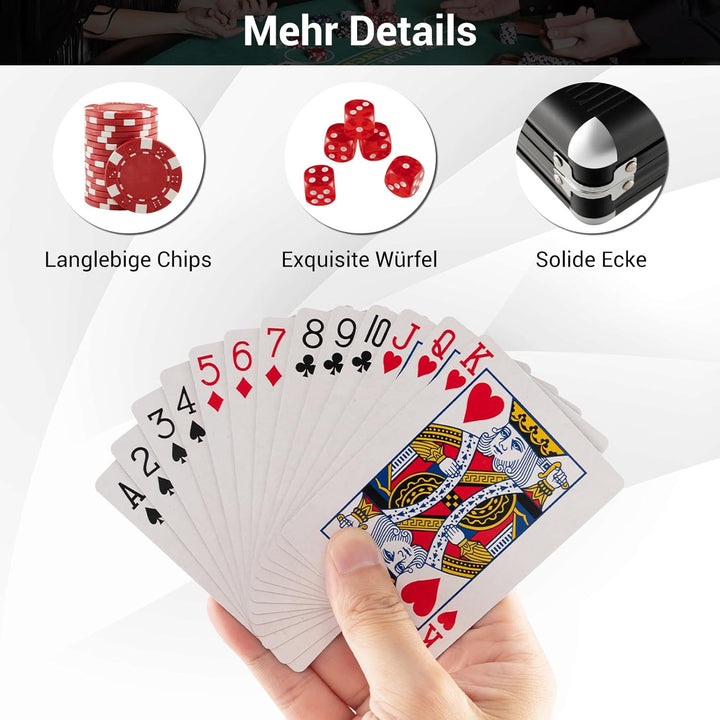 COSTWAY Pokerset mit 500 Laser-Chips | Pokerkoffer Alu | Pokerchips | Poker Komplett Set | Pokerkoff