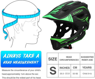 Lixada Fahrradhelm Kinder Helm Fullface Abnehmbar Unisex 52-58cm Children's Helmet 2-In-1 Integrated