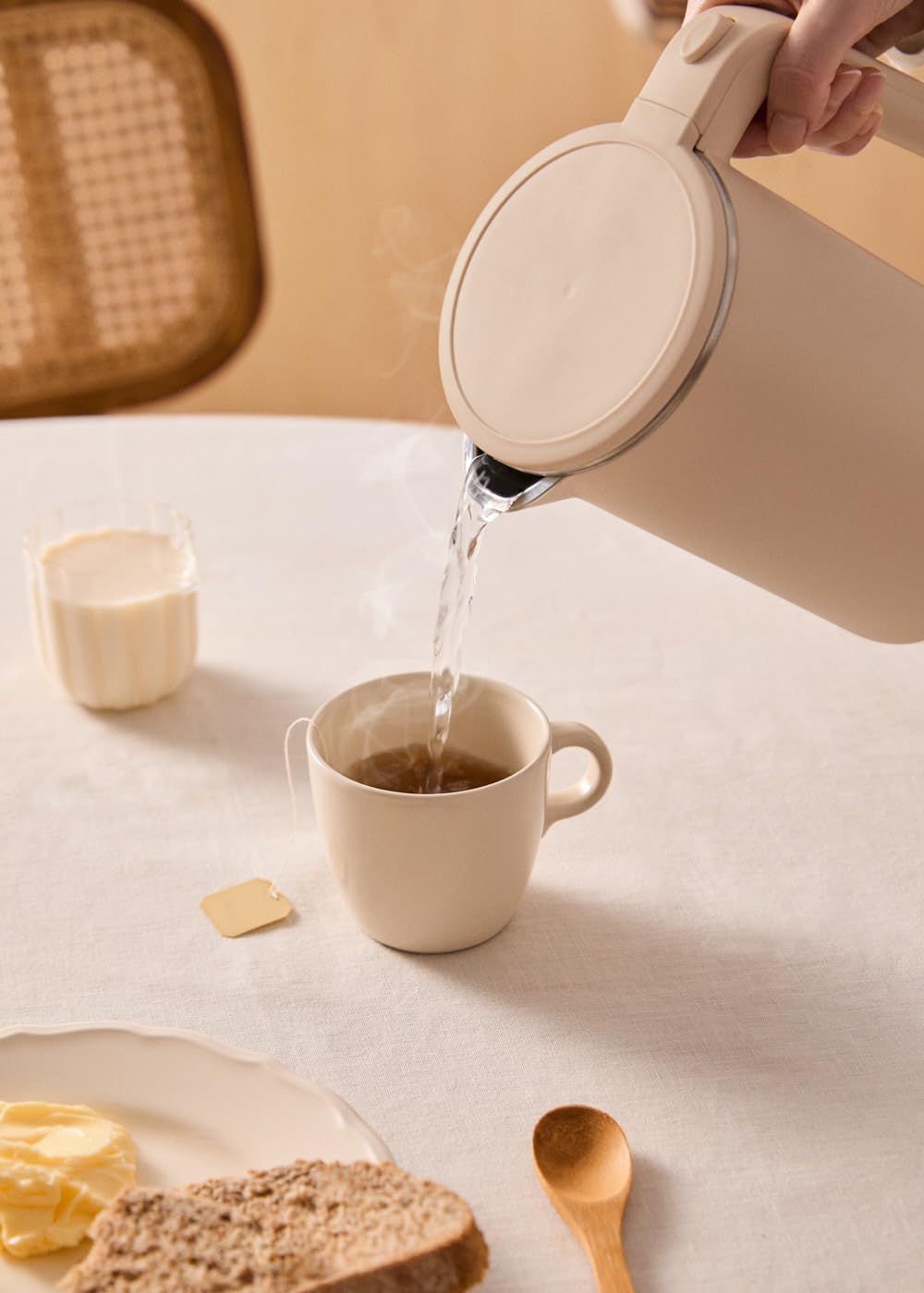 CREATE/KETTLE STUDIO PRO/Elektrischer Wasserkocher 1L Sand/Temperaturregelung, Warmhaltefunktion, Ka