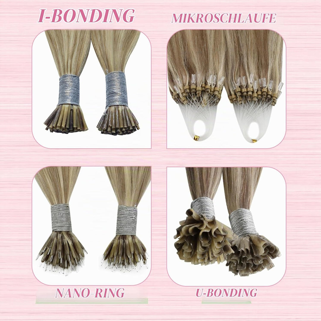 YoungSee Extensions Echthaar Bondings 1g 50cm Haarverlangerung Bondings Echthaar Bonding Extensions