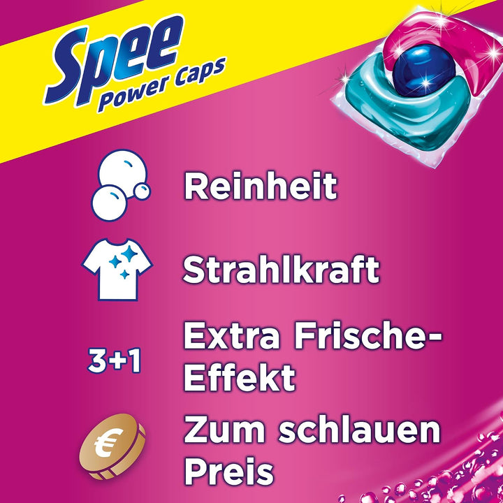 Spee Power Caps Color 3+1, Colorwaschmittel, 120 Waschladungen, Reinheit, Strahlkraft und hygienisch