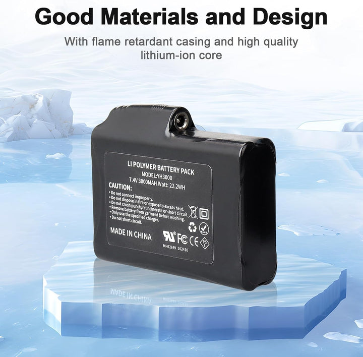 2 Stück 7,4 V 3000 mAh 22,2 Wh Li-Polymer-Akku für b-eheizte Handschuhe, Socken, Mützen, be-heizte S