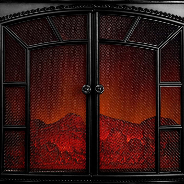 Deuba Elektrokamin Elektrischer Kamin mit Heizung Doppeltür LED Kaminfeuer Effekt Timer Fernbedienun