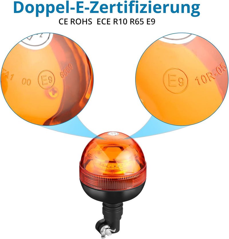 AUTOUTLET 2X Rundumleuchte, 24 LED Warnleuchten Amber Rundumkennleuchte Blinkleuchte 12V/24V, mit 3