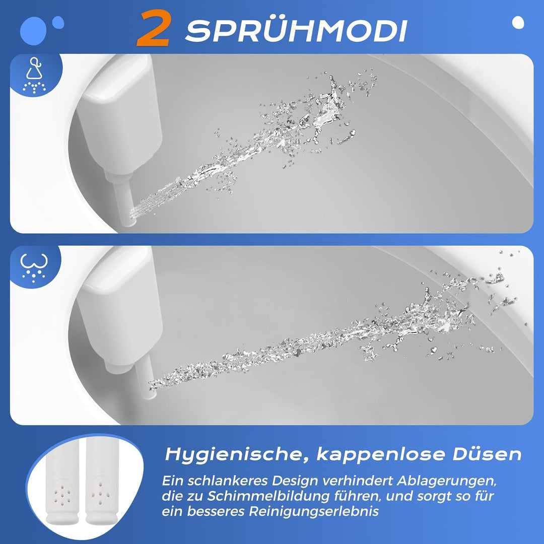SAMODRA Ultradünnes, minimalistisches Bidet für Toilette mit nicht elektrischer Doppeldüse (Front- u