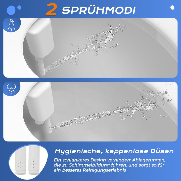 SAMODRA Ultradünnes, minimalistisches Bidet für Toilette mit nicht elektrischer Doppeldüse (Front- u