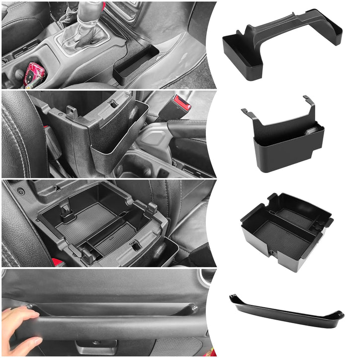 4xMittelkonsolen-Organizer, kompatibel mit 2018–2022 Jeep Wrangler JL JLU und Jeep Gladiator JT Zube
