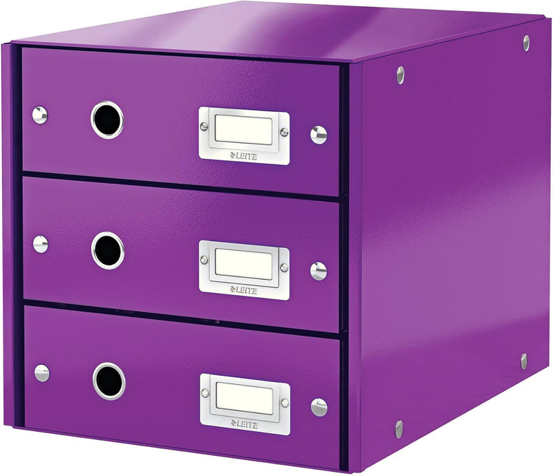 Leitz, Schubladenbox, Lila, 3 Schubladen, A4, Click & Store, 60480062 3 Schubladen Violett, 3 Schubl